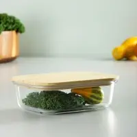 VETTA Контейнер для продуктов 1000мл, крышка бамбук, жаропрочное стекло