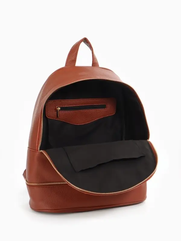 Рюкзак женский на молнии, с карманом, размер 27&times;13.5&times;33 см, коричневый