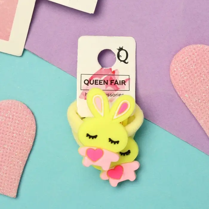 Резинка для волос  Резинка для волос "Крошка" (набор 2 шт) зайка,3 см ,желтый