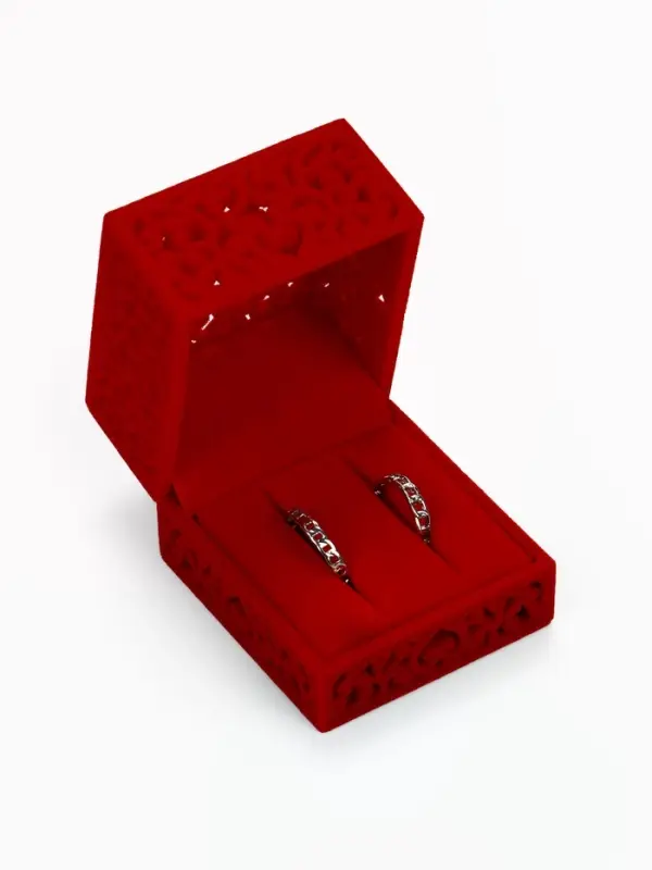 Футляр под парные кольца, серьги, запонки &laquo;Кружево&raquo;, бархатный, 5.5&times;6.5 см, красный