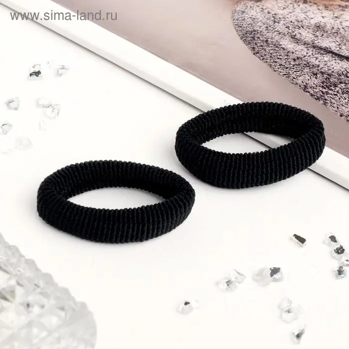 Резинка для волос Резинка для волос "Стильная" (набор 2 шт) 5,5 см, чёрный