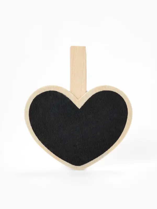 Меловой ценник &laquo;На прищепке&raquo; 6.6&times;7,2, сердце, (фасовка 10 шт.), цвет чёрный