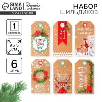 Шильдик декоративный в наборе «Счастья в Новом Году», 9 х 5 см, 6 шт