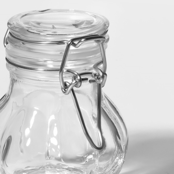 Банка стеклянная для хранения сыпучих продуктов Доляна &laquo;Чеснок&raquo;, 100 мл, 7&times;8 см, с бугельным замком