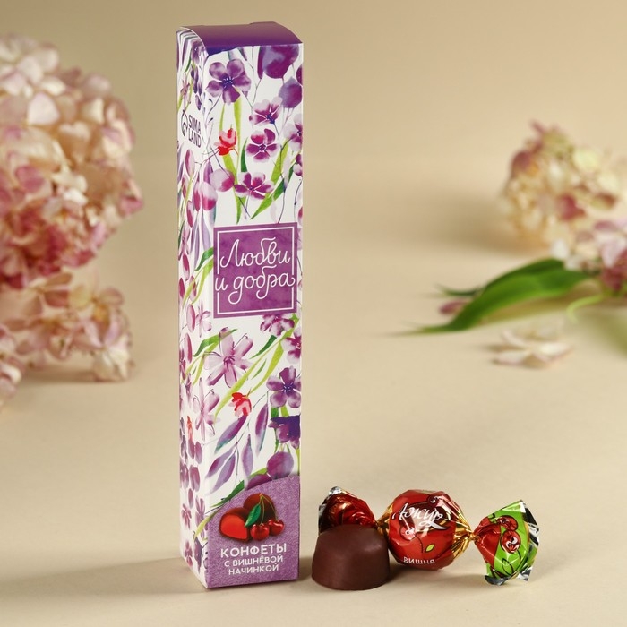 Подарочные конфет &laquo;Любви и добра&raquo;, с клубничной начинкой, 60 г