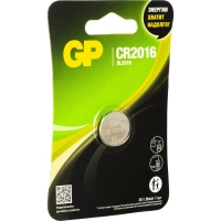 Батарейка GP CR2016, 3V, литий, бл/1шт, CR2016-7CR1/CR2016-2CRU1