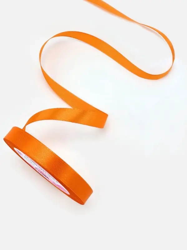 Лента атласная, 12 мм, 23±1 м, ярко-оранжевая №25 Лента атласная, 12 мм, 23±1 м, ярко-оранжевая №25
