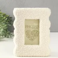 Фоторамка МДФ, иск. мех 9х14 см "Плюш" белая 22,5х18х2 см