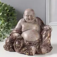 Фигура полистоун &laquo;Хотей с чётками&raquo;, с золотой патиной, 15.7&times;20.5&times;17 см