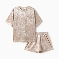 Комплект женский (футболка и шорты) KAFTAN Velvet р. 40-42, бежевый