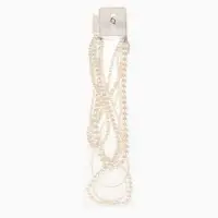 Бусы &laquo;Жемчуг&raquo;, многоярусный 5 нитей, бусины №4, 6, 8, 10, цвет молочный в серебре, 70 см