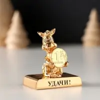 Сувенир Лошадка с монеткой на подставке и с пожеланием "Удачи", 4*2,3*5см.