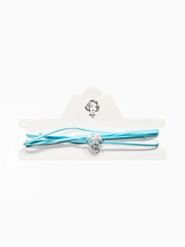 Чокер на шнурке с подвеской &laquo;Жемчуг с кристаллом&raquo;, L=150 см, белый, голубой в серебре