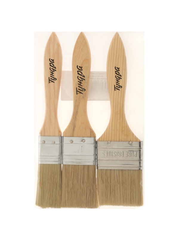 Набор кистей ТУНДРА, натуральная щетина, деревянная рукоятка, 1-1.5-2 Набор кистей ТУНДРА, натуральная щетина, деревянная рукоятка, 1-1.5-2" (25, 38, 50 мм)