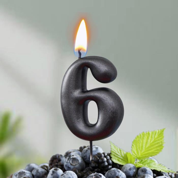 Свеча в торт Свеча в торт "Мокрый асфальт", цифра 6