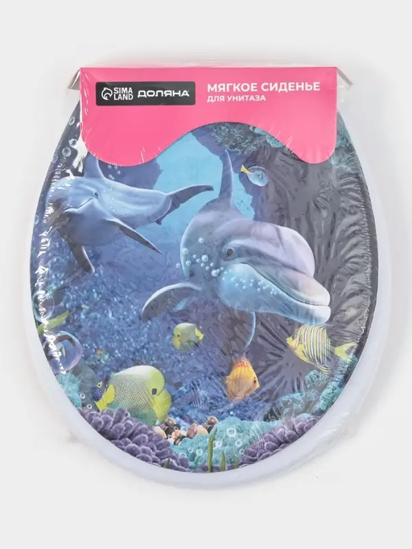 Сиденье для унитаза с крышкой Доляна &laquo;Морские жители&raquo;, 40&times;37 см, мягкое