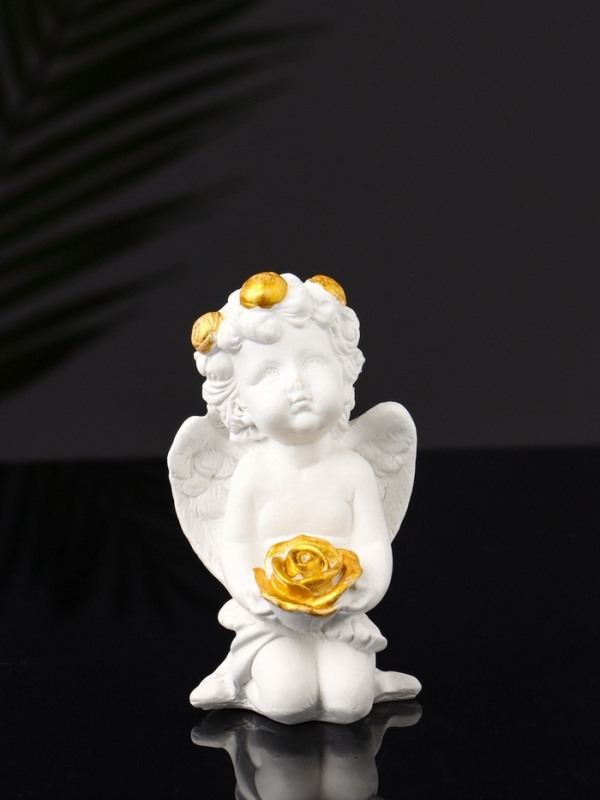 Набор фигур "Ангелы на подносе" 20х10х16 см, белый