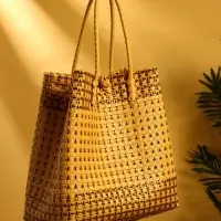 Сумка плетёная пластиковая 40х20х55 см, цв. бежевый Сумка плетёная пластиковая 40х20х55 см, цв. бежевый