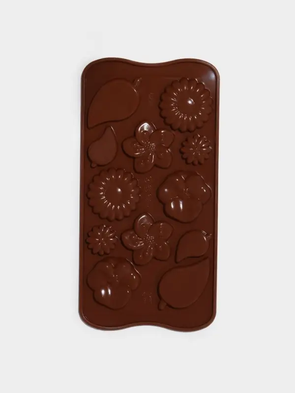 Форма для шоколада Доляна &laquo;Цветение&raquo;, силикон, 21&times;10.5&times;0.7 см, 12 ячеек, коричневая