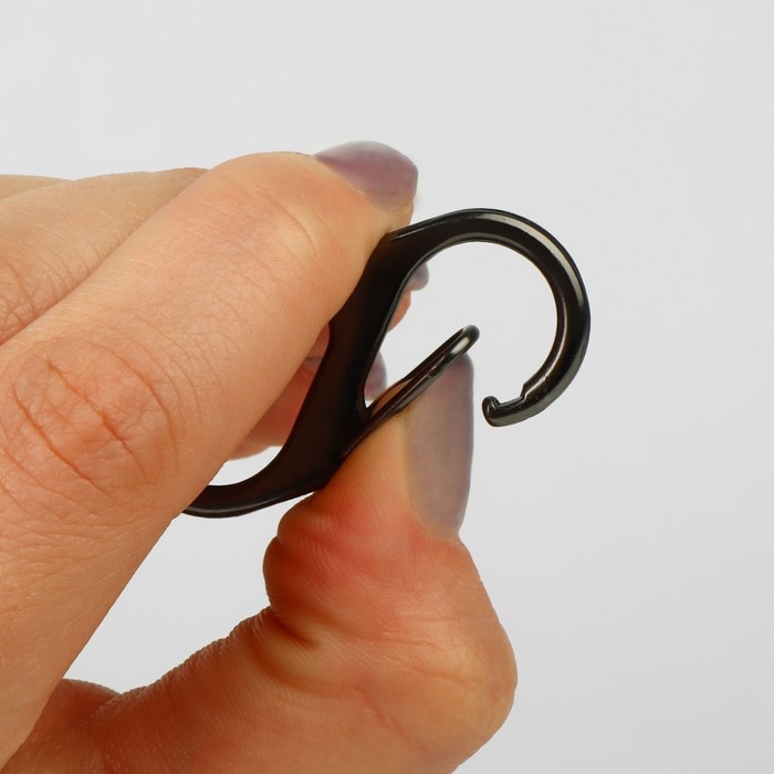 Карабин металлический, двойной, 40 × 18 мм, 5 шт, цвет чёрный никель