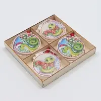 Елочные игрушки в деревянной подарочной упаковке, 12 шт.