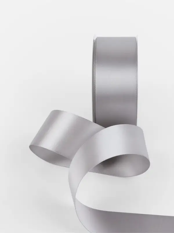 Лента атласная TEIRA, двухсторонняя, 38 мм, 25&plusmn;1 м, цвет серебряный №837