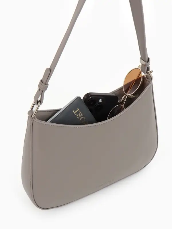 Сумка женская багет TEXTURA на молнии, 28&times;6&times;17 см, серая