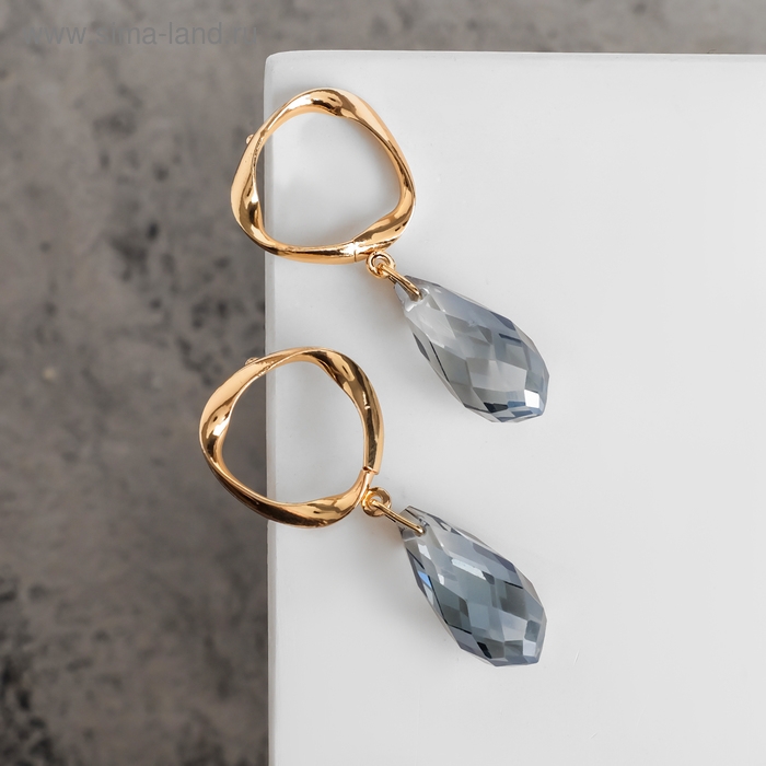 Серьги со стразами «Сиа» капли, цвет синий в золоте Серьги со стразами «Сиа» капли, цвет синий в золоте