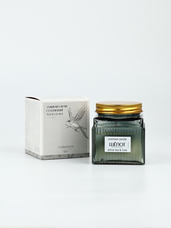 Свеча ароматическая Свеча ароматическая "Шёпот", соевый воск, 120 гр, аромат белый чай и роза