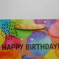 Пакет подарочный крафтовый, упаковка, Happy birthday, ML 23&times;27&times;11.5 см
