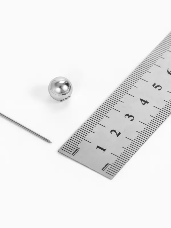 Основа для булавки с шариком d=1 см (набор 5 шт.), L=5 см, площадка 1.5 см, цвет серебро