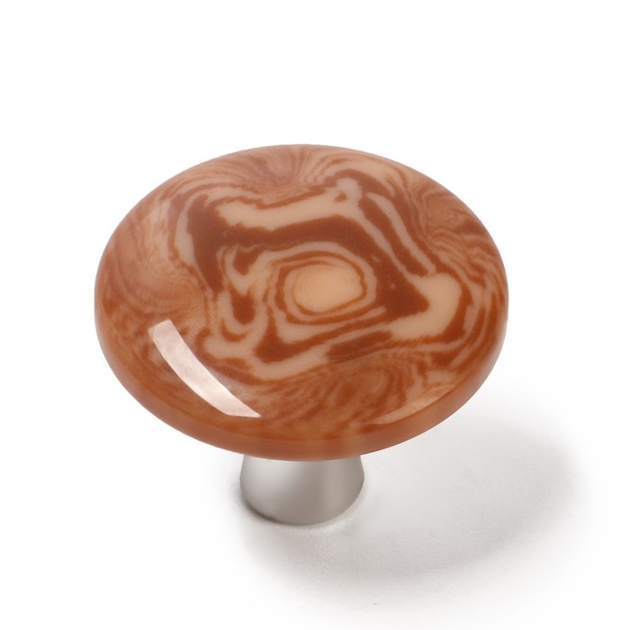 Ручка-кнопка CAPPIO PK106, d=32 мм, пластик, цвет хром/дерево, 8 шт.