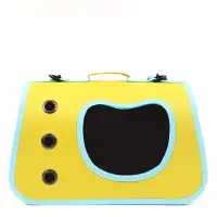 Сумка - переноска каркасная &laquo;Кошачий вид&raquo;, 41&times;27&times;25 см, жёлтая, бирюзовая