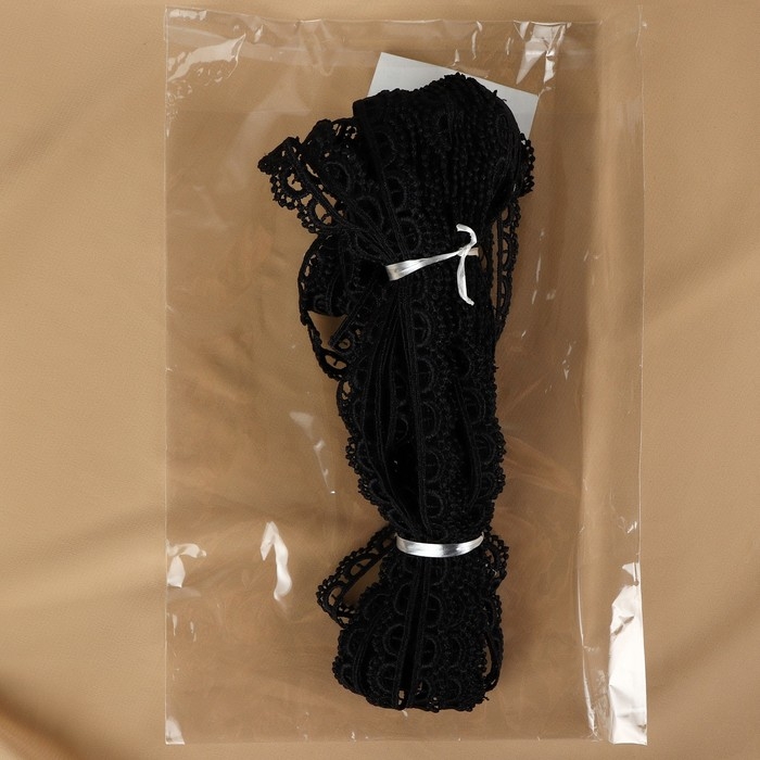 Кружево гипюровое, 13 мм × 11 ± 1 м, цвет чёрный Кружево гипюровое, 13 мм × 11 ± 1 м, цвет чёрный