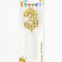 Свеча для торта &laquo;Элемент&raquo;, цифра "3" золотая