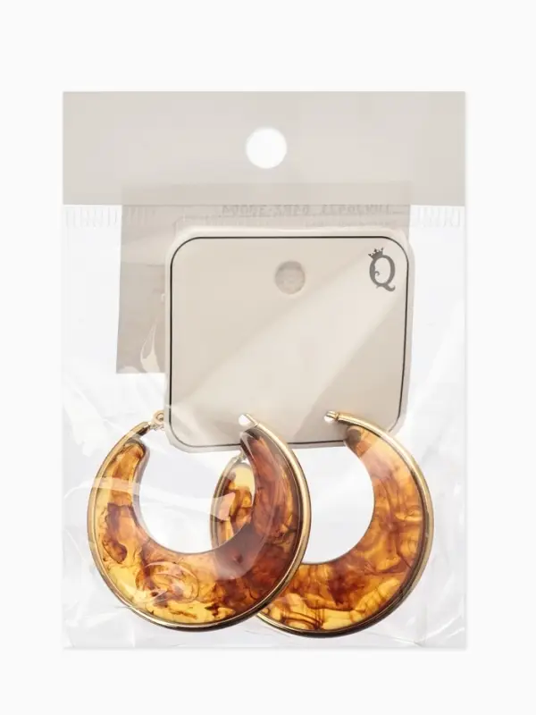 Серьги-кольца акрил Серьги-кольца акрил "Тренд", цвет янтарный в золоте