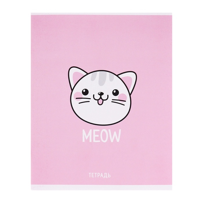 Тетрадь 48 листов в клетку Calligrata Meow, обложка мелованный картон, блок офсет, МИКС