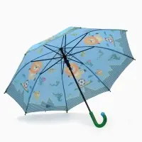 Зонт - трость детский &laquo;Животные&raquo;, полуавтоматический, R=43/50 см, d=86 см, голубой