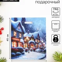 Пакет новогодний &laquo;Рождественская ночь&raquo;, глянец полиэтиленовый с вырубной ручкой, 38&times;45 см, 60 мкм