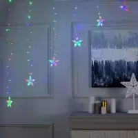 Гирлянда &laquo;Бахрома-арка&raquo; 2.5&times;1.2 м с насадками &laquo;Звёзды&raquo;, IP20, прозрачная нить, 136 LED, свечение мульти, 8 режимов, 220 В