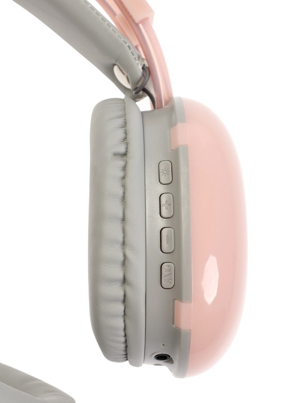 Наушники полноразмерные Mybit W-33, RGB подсветка, BT5.3, 800 мАч, Type-C, розовые