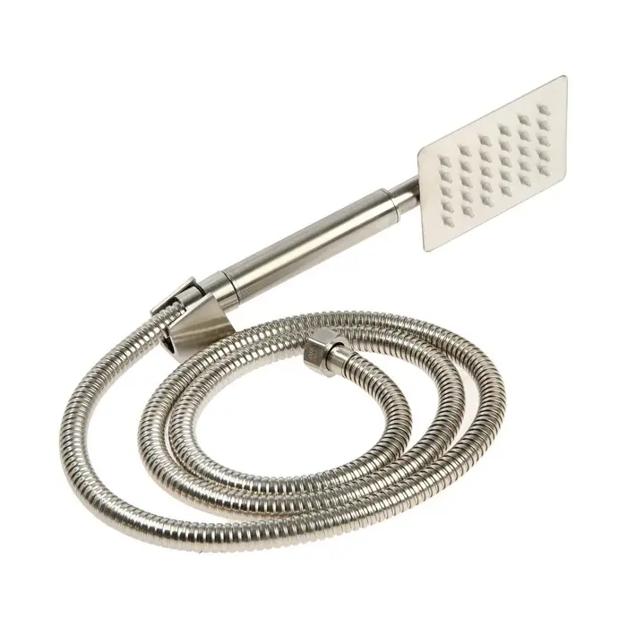 Смеситель для ванны ZEIN, квадрат, излив 35 см, с душевым набором, нержавеющая&nbsp;сталь, сатин