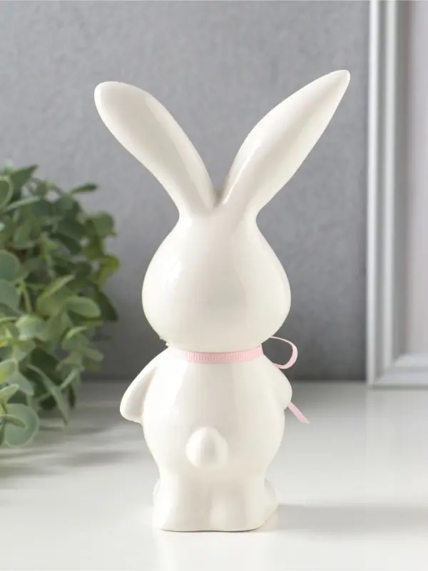 Сувенир керамика "Зайка с розовым сердечком" с кружевом 9,4х6,1х16,8 см