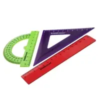 Набор геометрический малый ErichKrause Reef: линейка, угольник, транспортир, МИКС