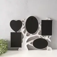 Фоторамка пластик на 5 фото 10х15, 13х13, 13х18 "Старое дерево" белая с золотом 46,5х37,5 см   10962