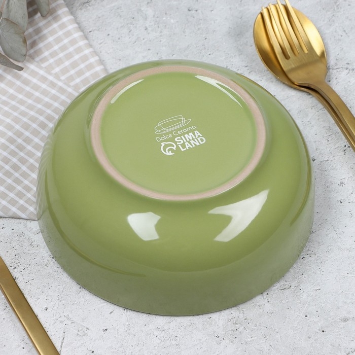 Глубокая тарелка керамическая «Олива», 15.5 х 6.5 см, 800 мл, цвет зелёный