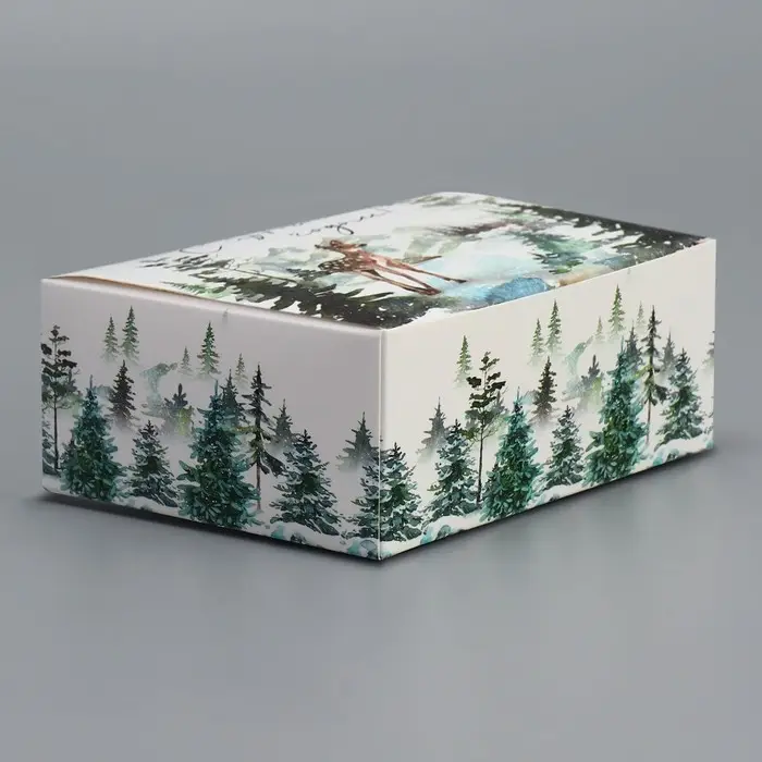 Подарочная коробка складная, новогодняя«С Новым годом!», олень, 12 х 10 х 5 см