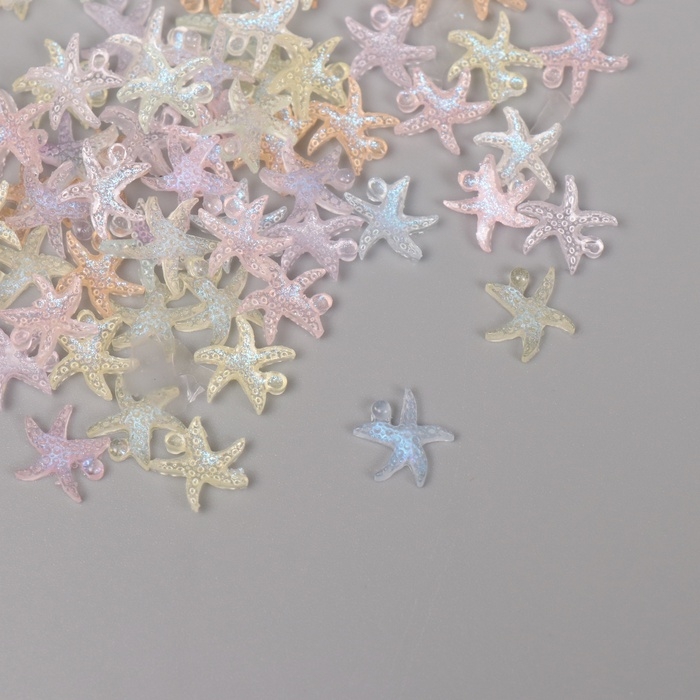Декор для творчества акрил Декор для творчества акрил "Морская звезда" светится в темноте набор 100 шт 1,1х1,1 см