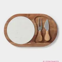 Набор для подачи сыра &laquo;Мрамор&raquo;, 2 ножа, доска, 24.5&times;16&times;1.5 см, акация