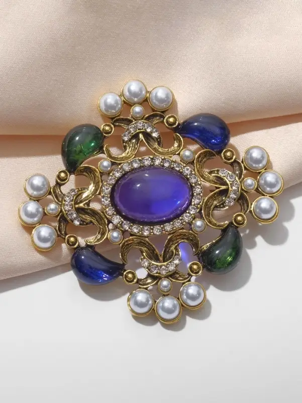 Брошь &laquo;Императрица&raquo;, награда, цветная в чернёном золоте